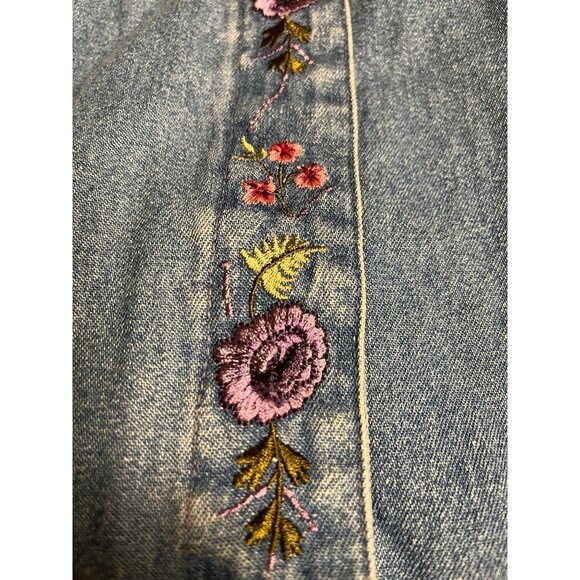 Denim & Co. Womens Embroidered Button-Down Denim shirt Jacket 3X plus shacket - Picture 8 of 14